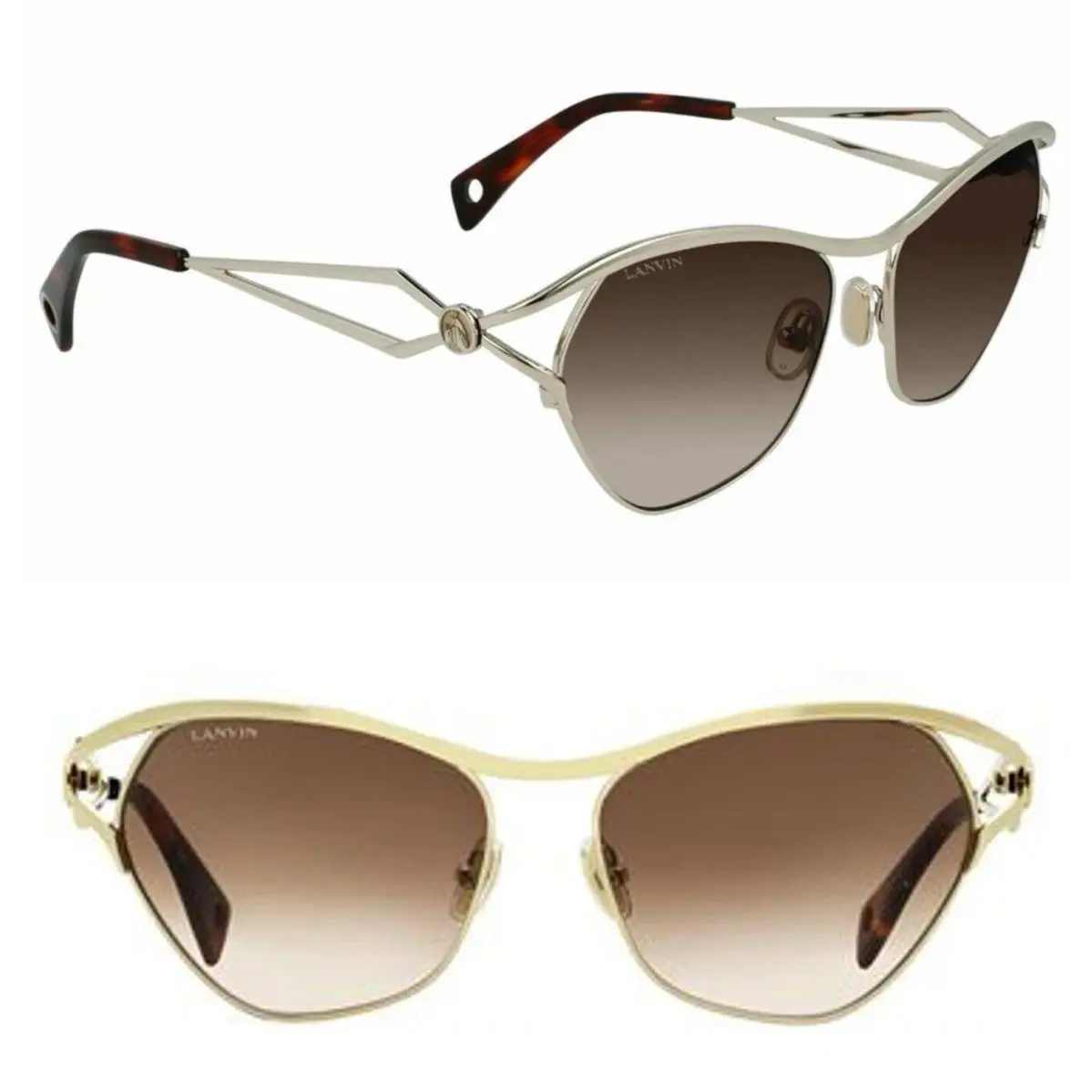 Lanvin Mother Child LNV114S 740 58mm Cat Eye Sunglasses Gold / Brown Gradient