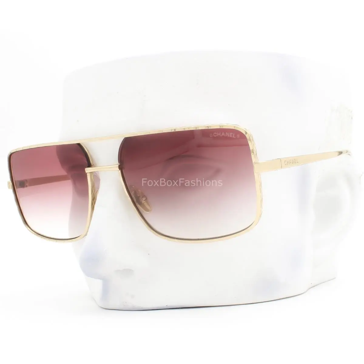 Chanel Pilot Sunglasses ch4294 395/8H Glasses Pale Gold Violet Gradient W/case