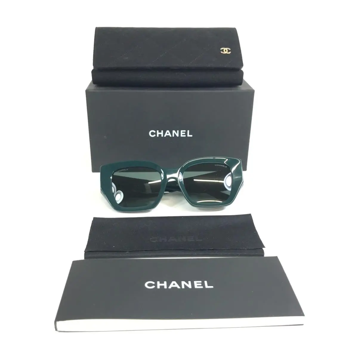 Sunglasses 5506-A c.1459/3H Shiny Green Cat Eye Frames with Green Lenses by Chanel
