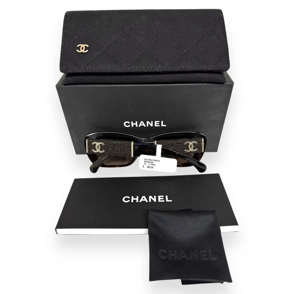 Sunglasses ch5514A 714/S9 Brown Havana Tweed Gold CC Polarized with Case by Chanel