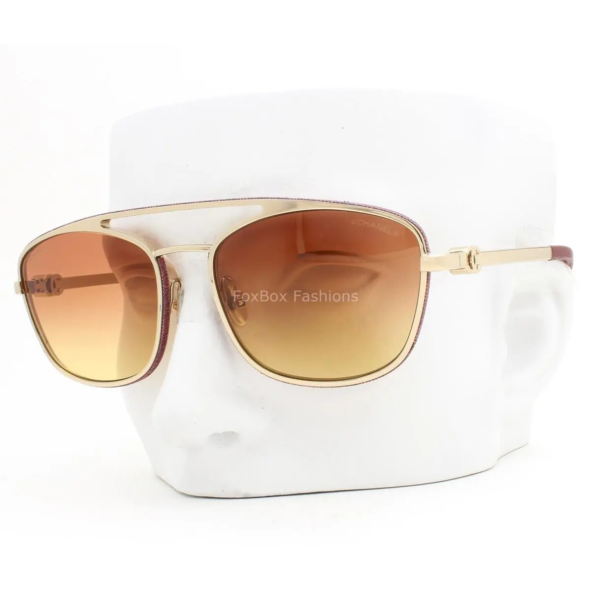 Pilot Sunglasses ch4290Q 418/14 Glasses Shiny Pale Gold Red Denim W/case by Chanel