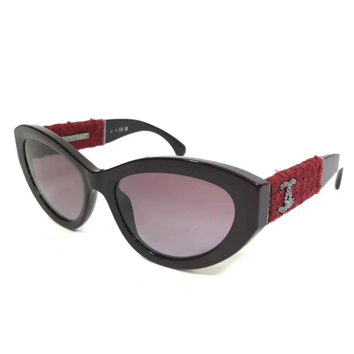 Chanel Sunglasses 5513 c.1461/S1 Burgundy Tweed Frames w Purple Lenses 55-18-140