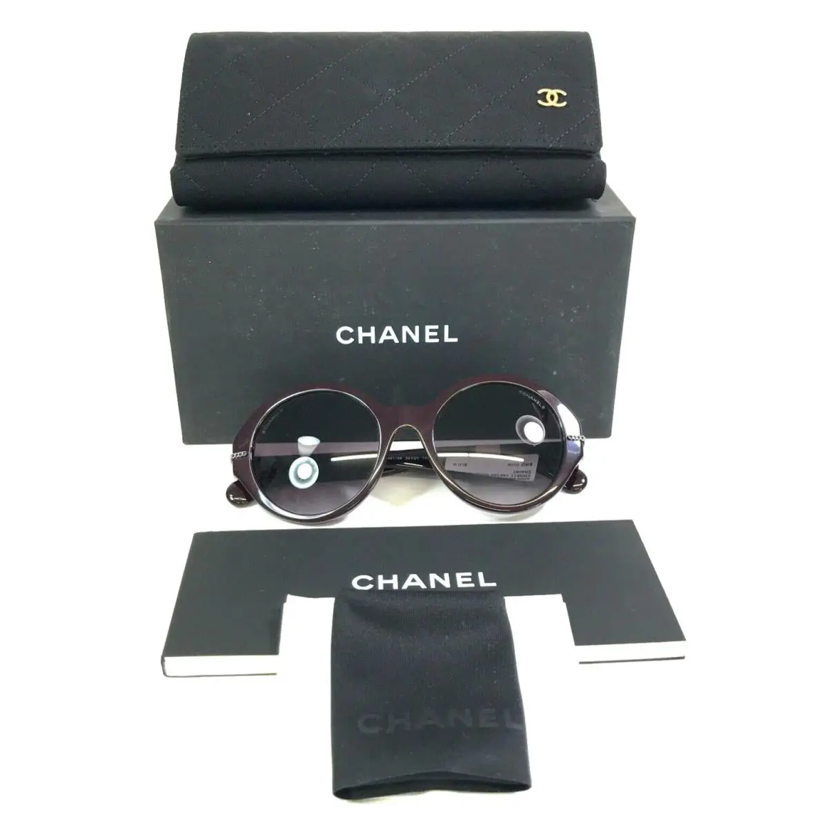 Sunglasses 5511 c.1461/S6 Burgundy Palladium Chain Round Frames 52-20-140 by Chanel
