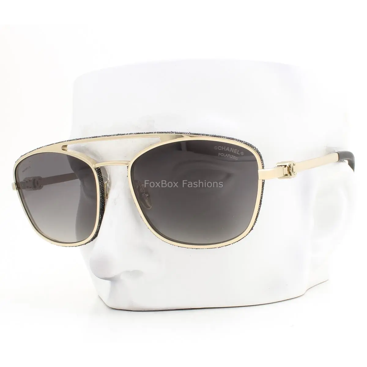 Pilot Sunglasses ch4290Q 395/S8 Glasses Pale Gold Denim Polarized W/case by Chanel