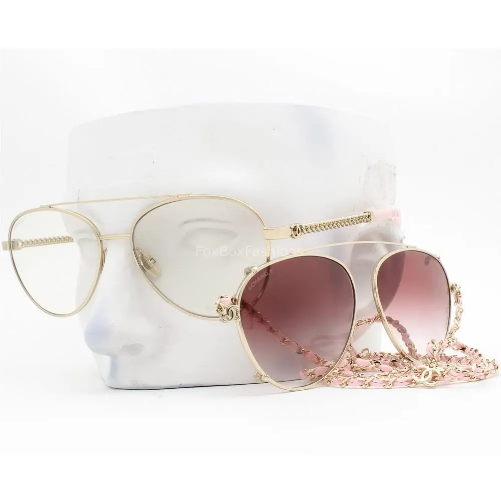 Blue Light Glasses 4292 489/SB Pale Gold Pink Clip-on Sunglass Lens Cha by Chanel