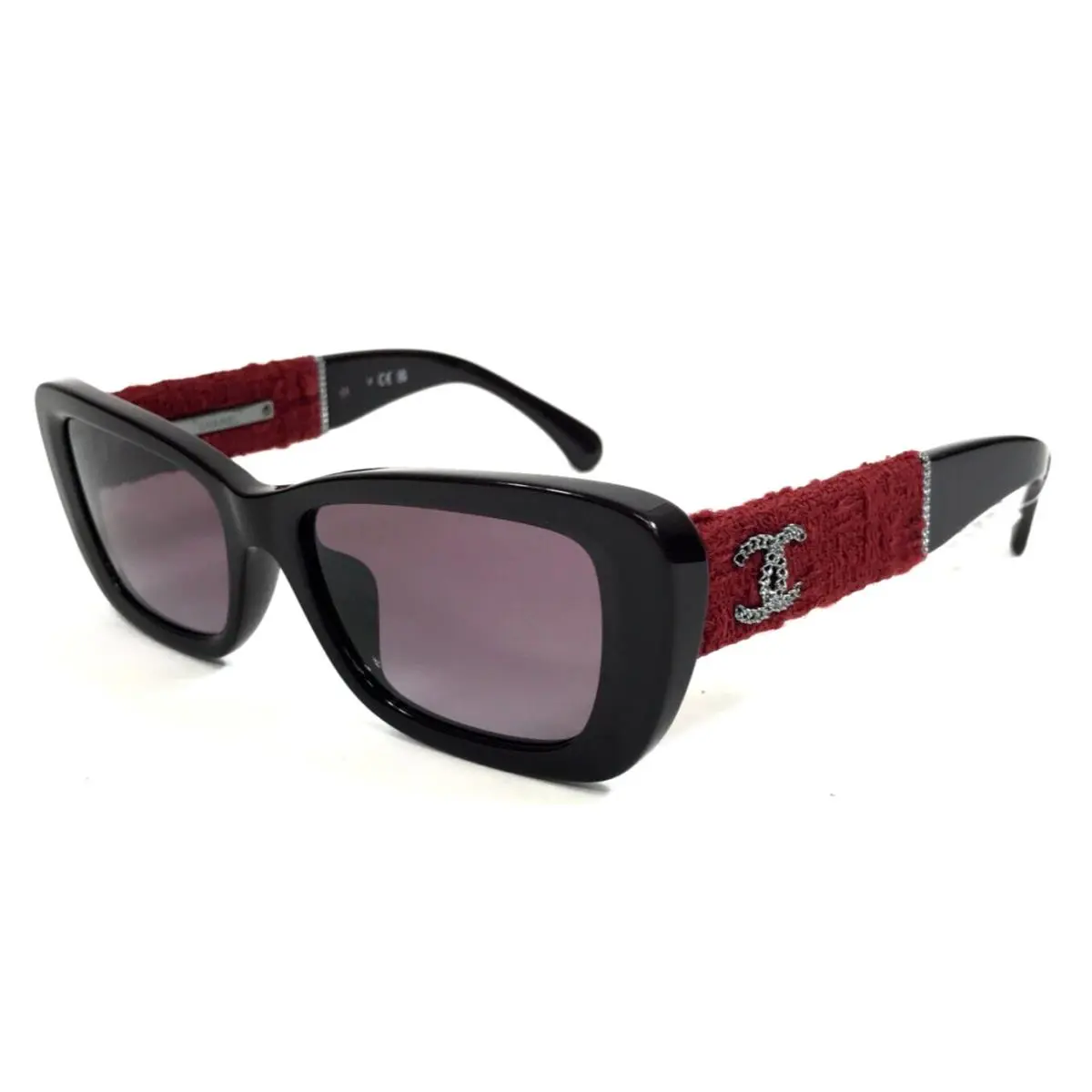 Chanel Sunglasses 5514-A c.1461/S1 Burgundy Tweed Asian Fit Frames Violet Lenses