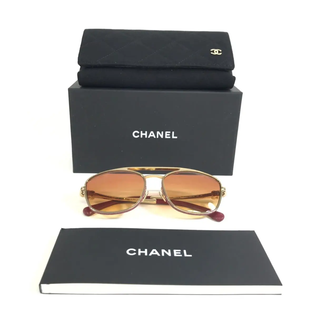 Chanel Sunglasses 4290-Q c.418/14 Pale Gold Denim Aviators with Orange Lenses
