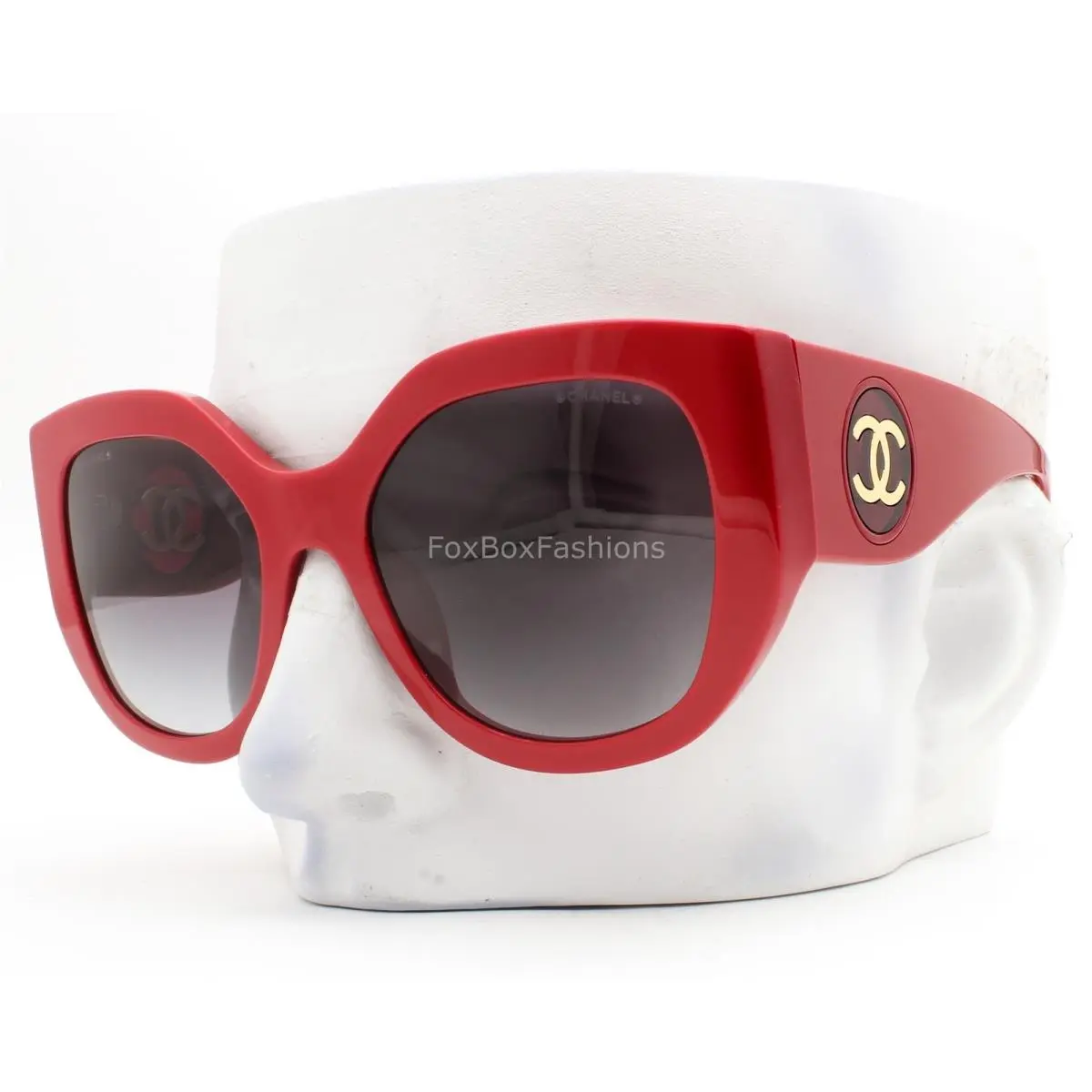 Chanel Sunglasses Bright Coral Red Gold Logo ch5550-A 1759/S6 with Case