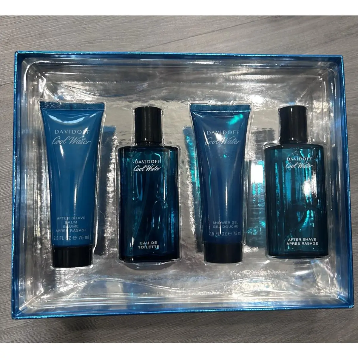 Davidoff Cool Water Men 4-Piece Gift Set Edt After Shave Balm Shower Gel