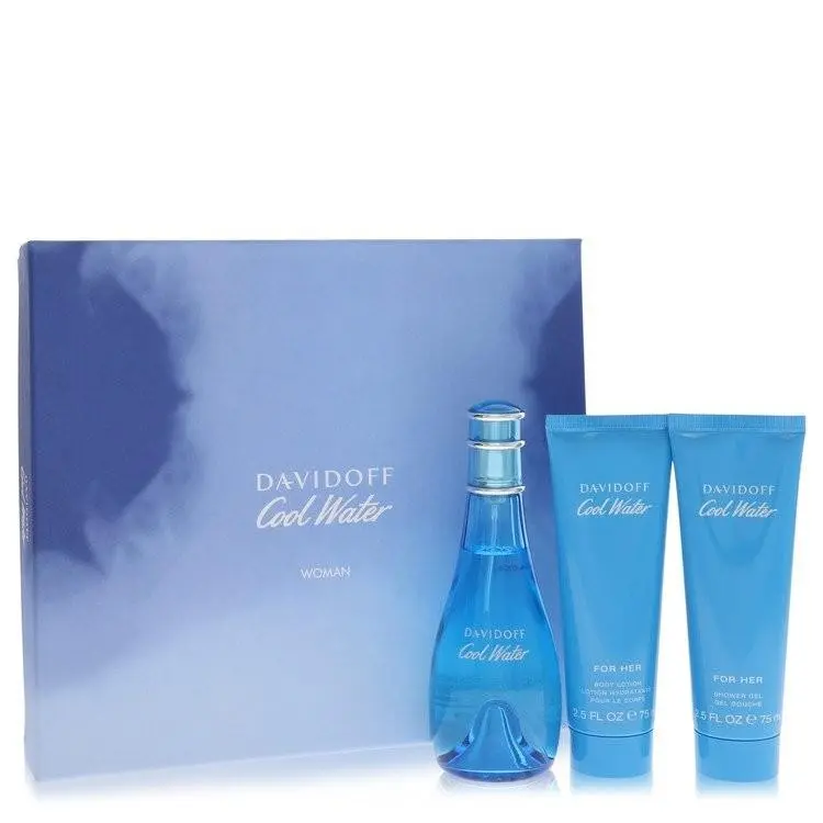 Davidoff Cool Water 3.4 oz Edt Spray 3-Piece Fragrance Gift Set For Women