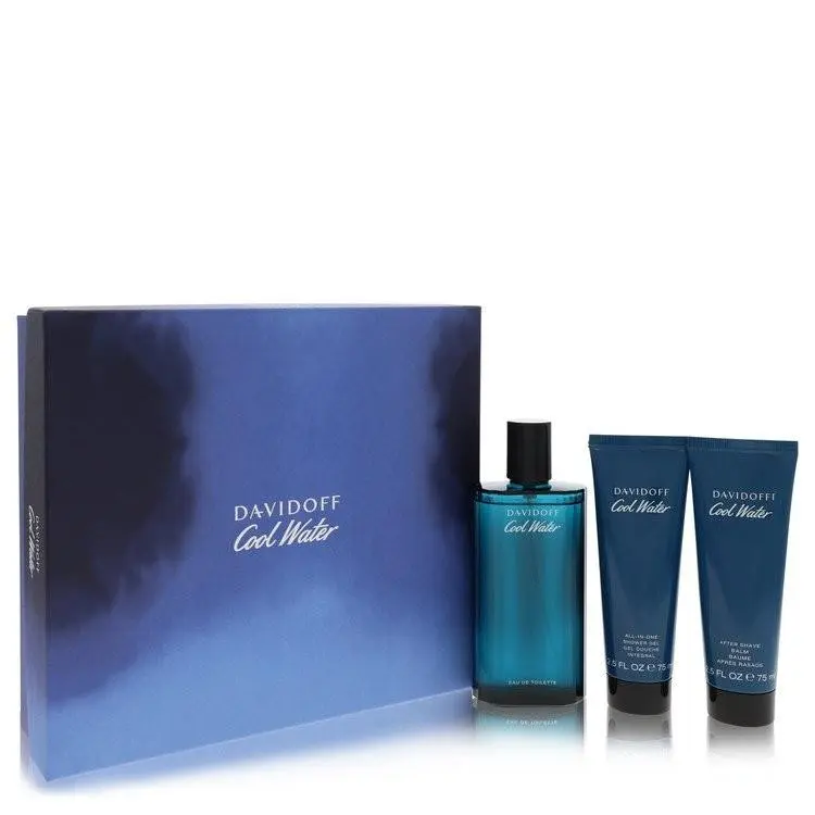 Davidoff Cool Water 4.2 oz Edt Spray 3-Piece Fragrance Gift Set For Men