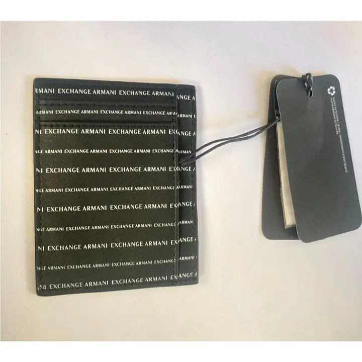 Aix Armani Exchange Logo Black Men`s Leather Slim Jacket Credit Card Holder