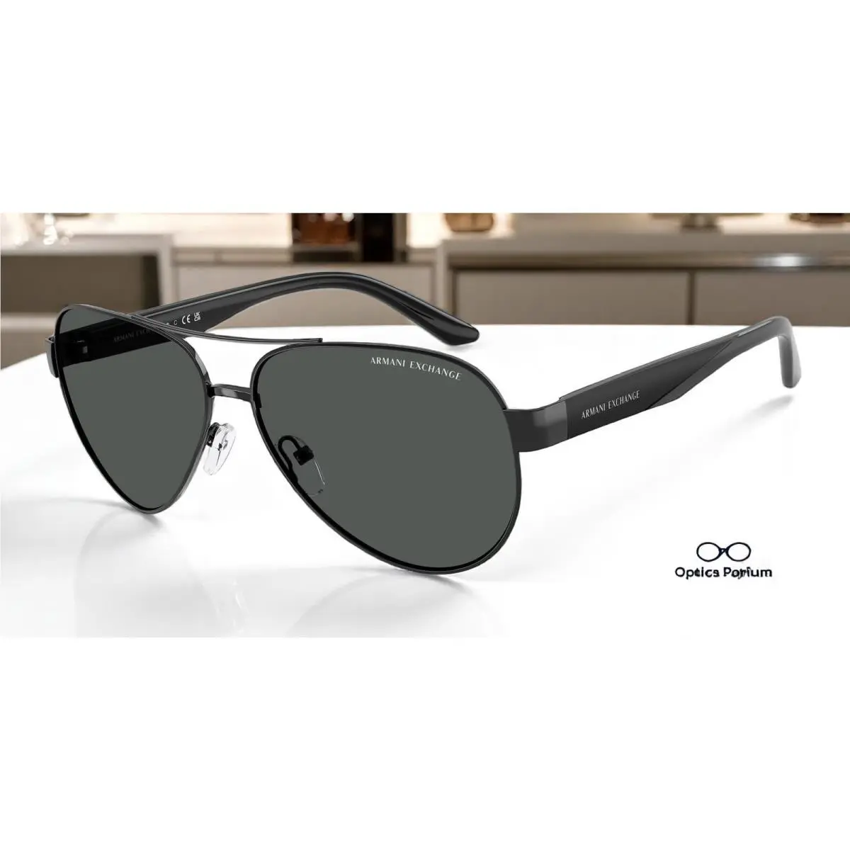 AX2034S 600087 Shiny Black Grey 59 mm Men`s Sunglasses by Armani Exchange