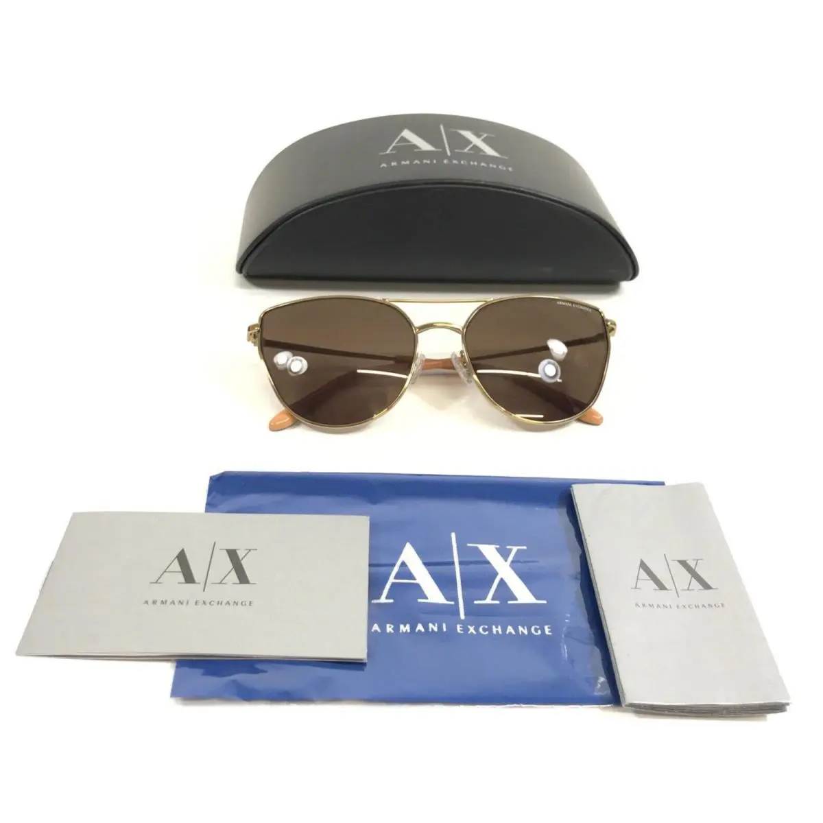 Armani Exchange Sunglasses AX2045S 611073 Gold Cat Eye Frames with Brown Lenses