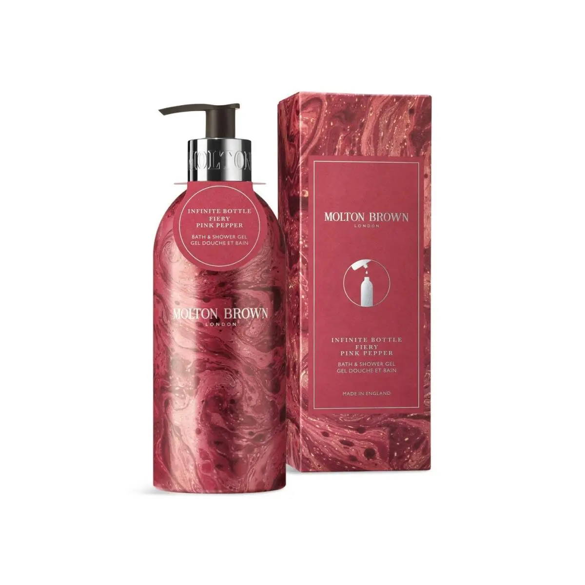 Fiery Pink Pepper Bath Shower Gel - 400ml with Refill 400ml by Molton Brown