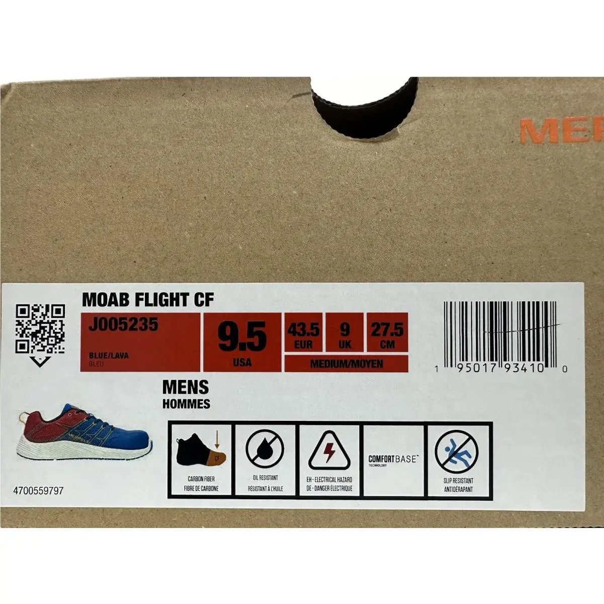 Merrell shoes - Merrell Safety Foot Wear Moab Flight - Moab Fligh CF - Blue (UPC: 0195017934100) 18