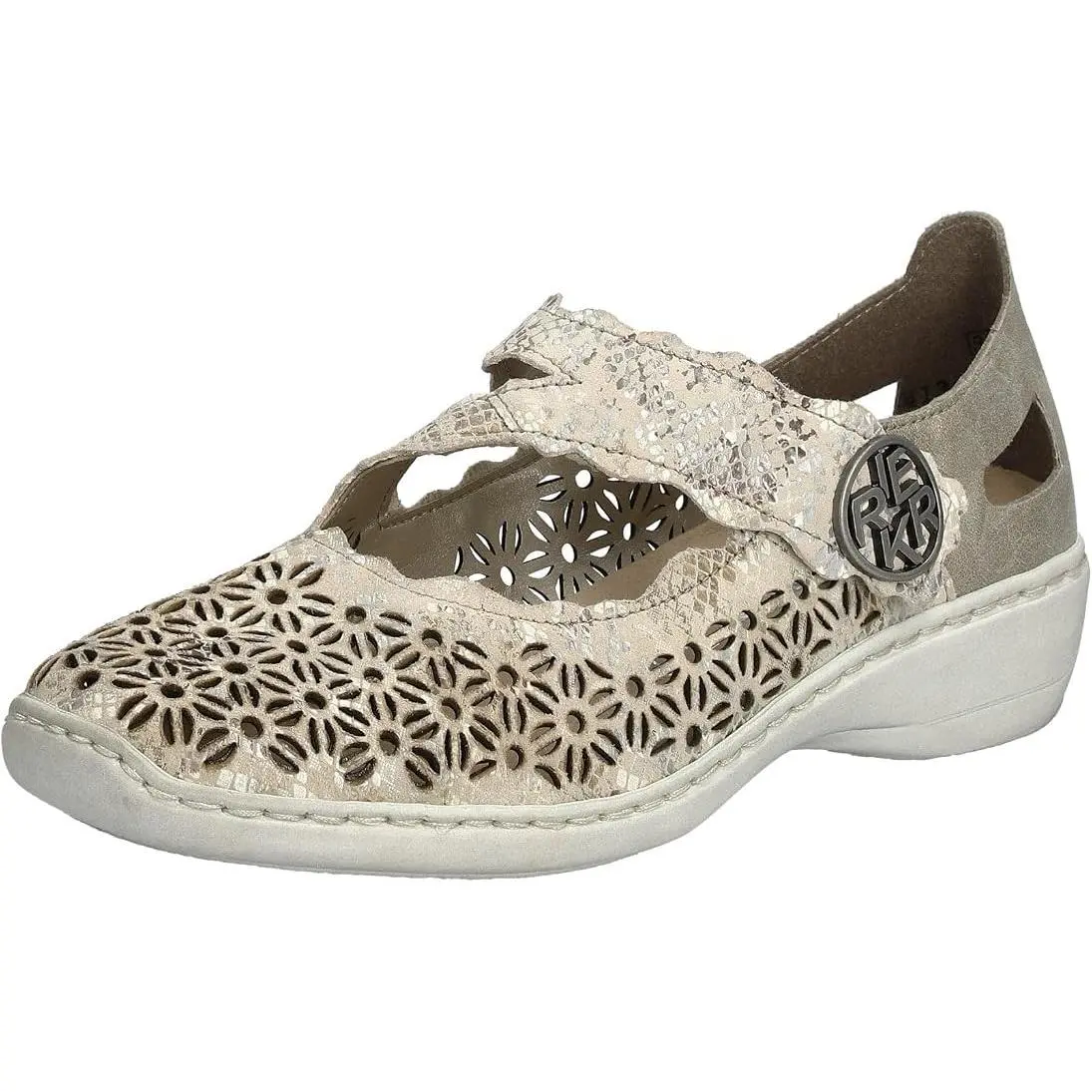 Rieker Women`s 413G4-90 Closed Toe Metallic Combo Leather Mary Jane - Stock