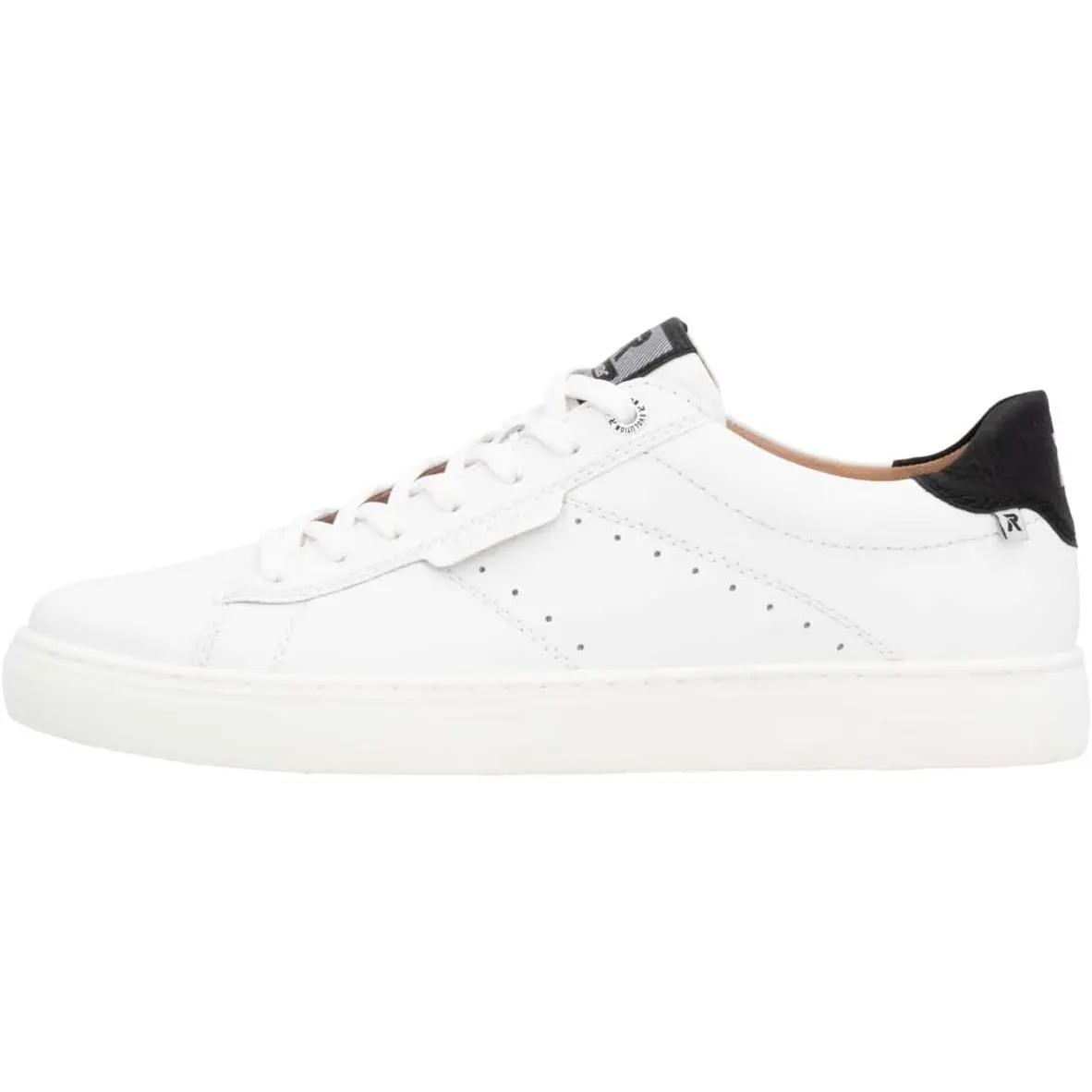 Rieker Men`s U0704-81 Round Toe White Leather Lace-up Athletic Sneaker - Stock
