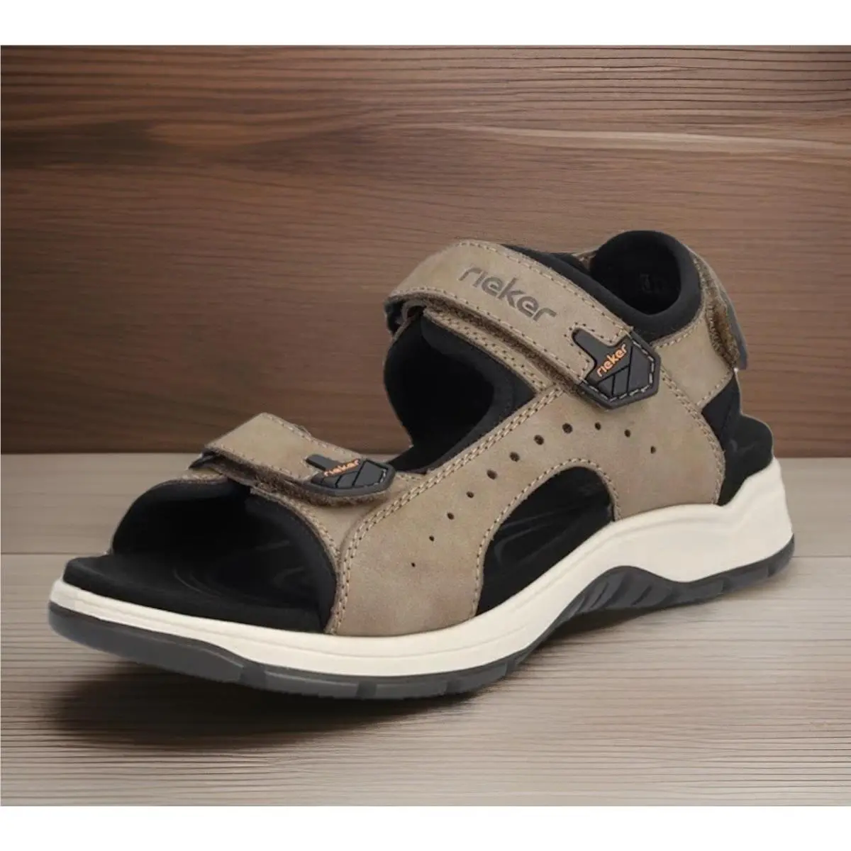 Rieker Men`s Brown Leather Sport Sandal with Adjustable Straps Sz 10.5 Re:$140