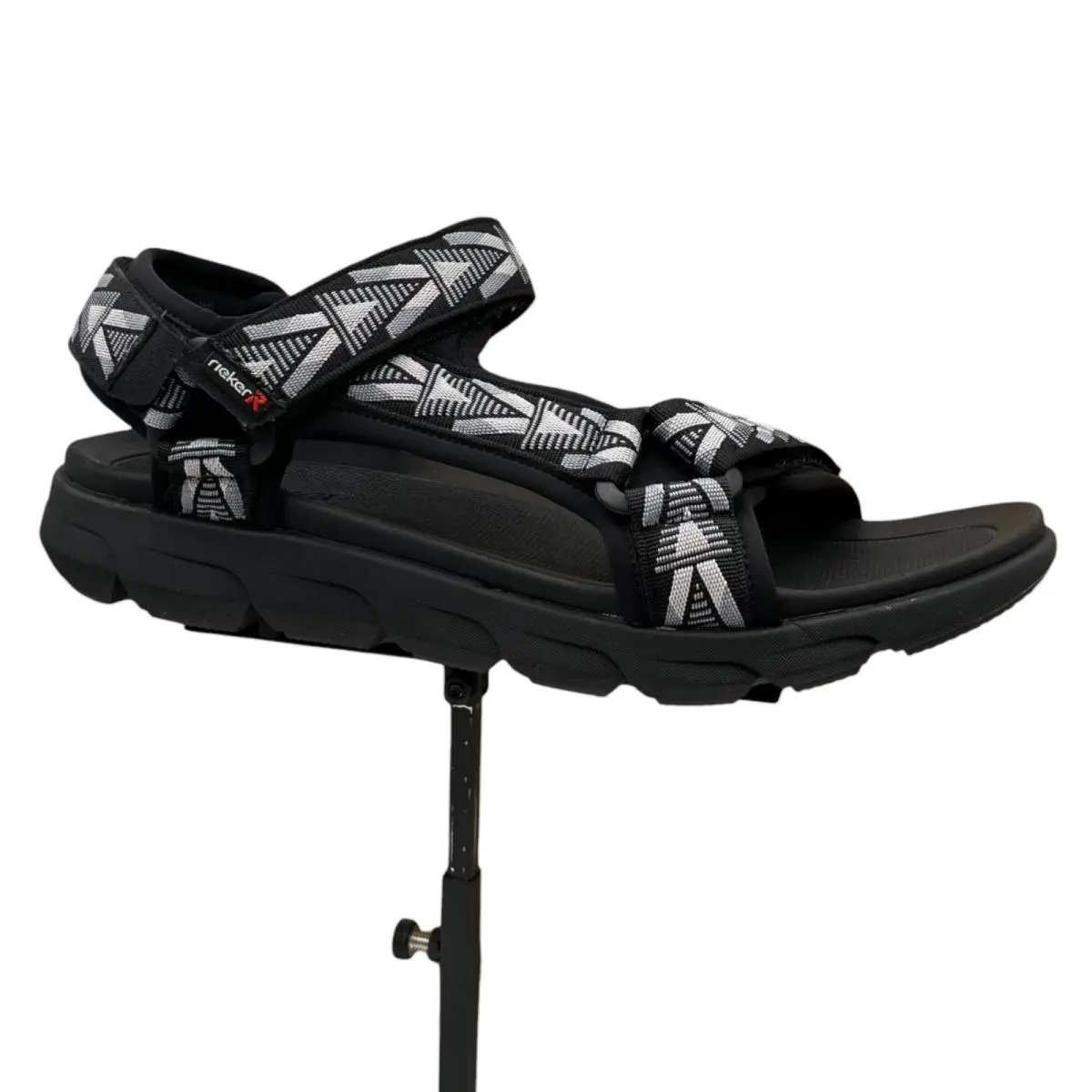 Rieker Men`s Cesar 02 Sport Adjustable Walking Sandal Size 11.5/EU 45 Black/grey