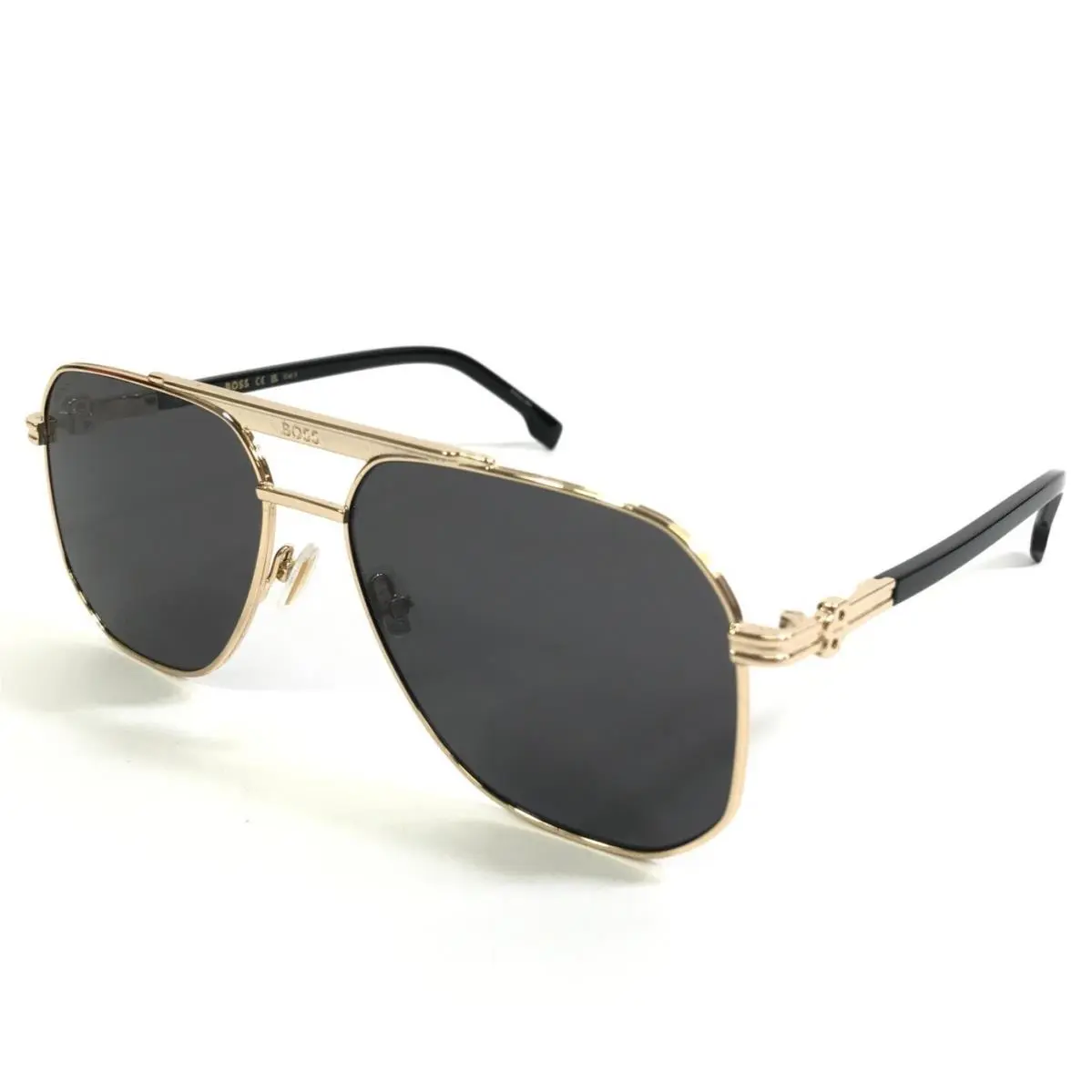 Sunglasses 1743/S PHL2K Shiny Gold Aviator Frames w/ Dark Gray Lenses by Hugo Boss