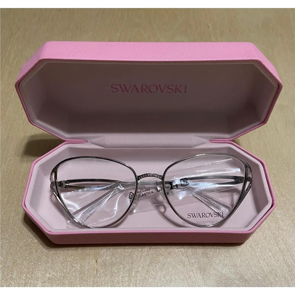 Swarovski SK1017 Womens 57 mm Cat Eye Eyewear Glasses Silver Metal Frame Studded