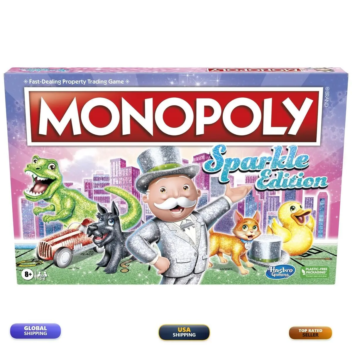 Hasbro Gaming Monopoly Sparkle Edition Board Game with Glittery Tokens F6020