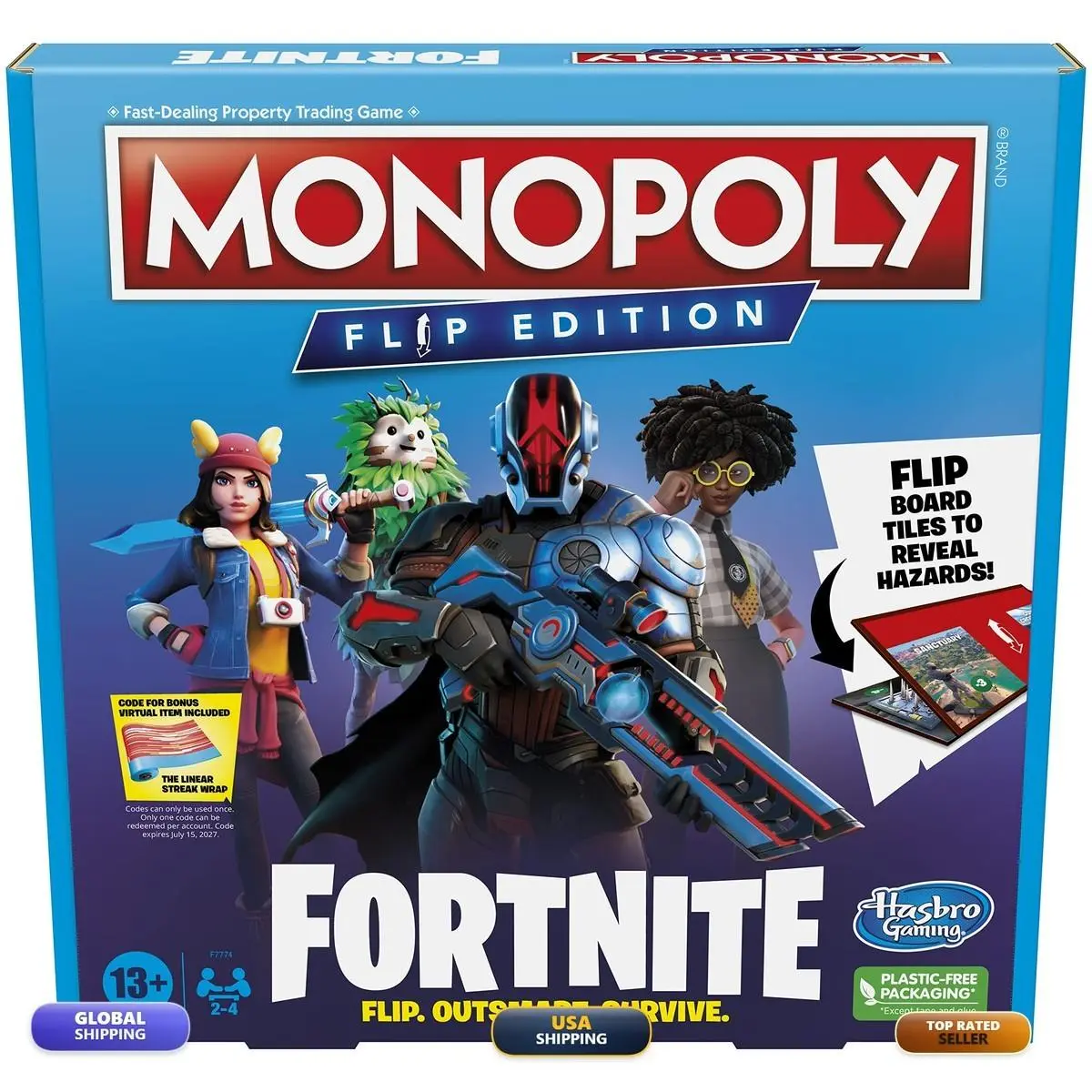 Hasbro Gaming Monopoly Flip Edition Fortnite Board Game Ages 13+ 2-4 Players