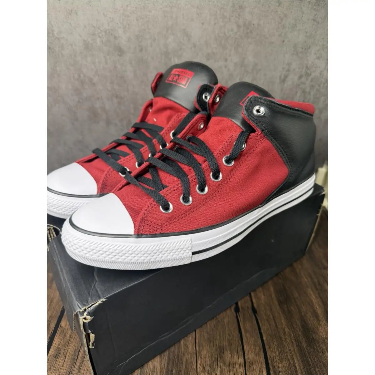 Chuck Taylor All Star High Street Leather Canvas Men`s Shoes Mid-top by Converse