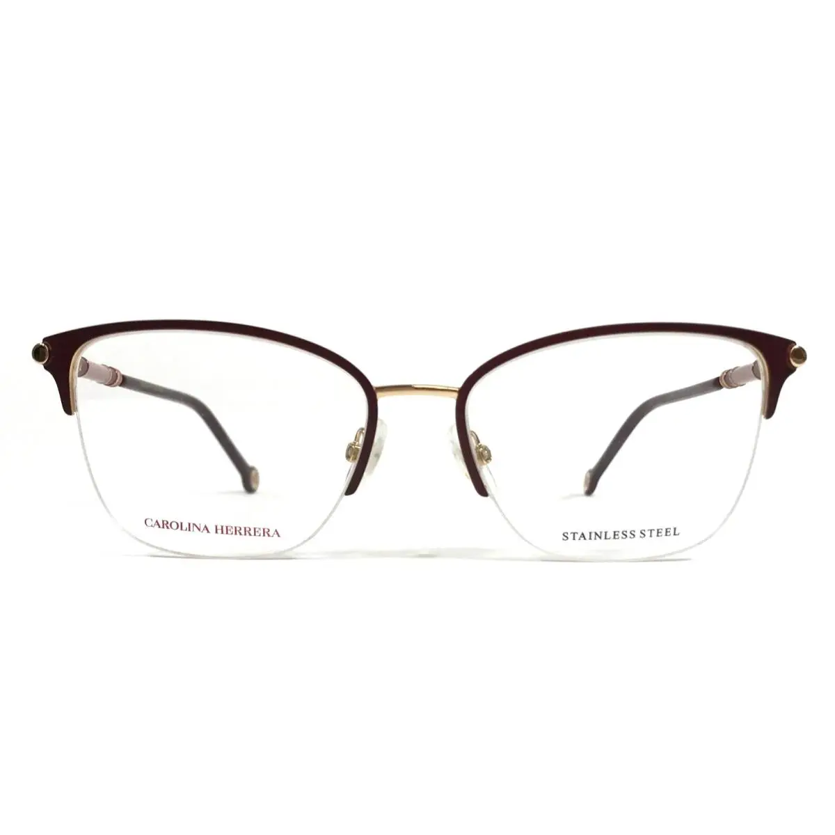 Eyeglasses Frames CH0033 Noa Gold Burgundy Cat Eye 53-17-145 by Carolina Herrera