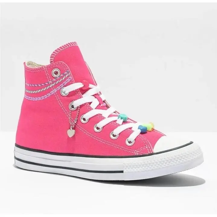 Chuck Taylor Girls All Star Pink High Top Shoes Charms Size 5 by Converse
