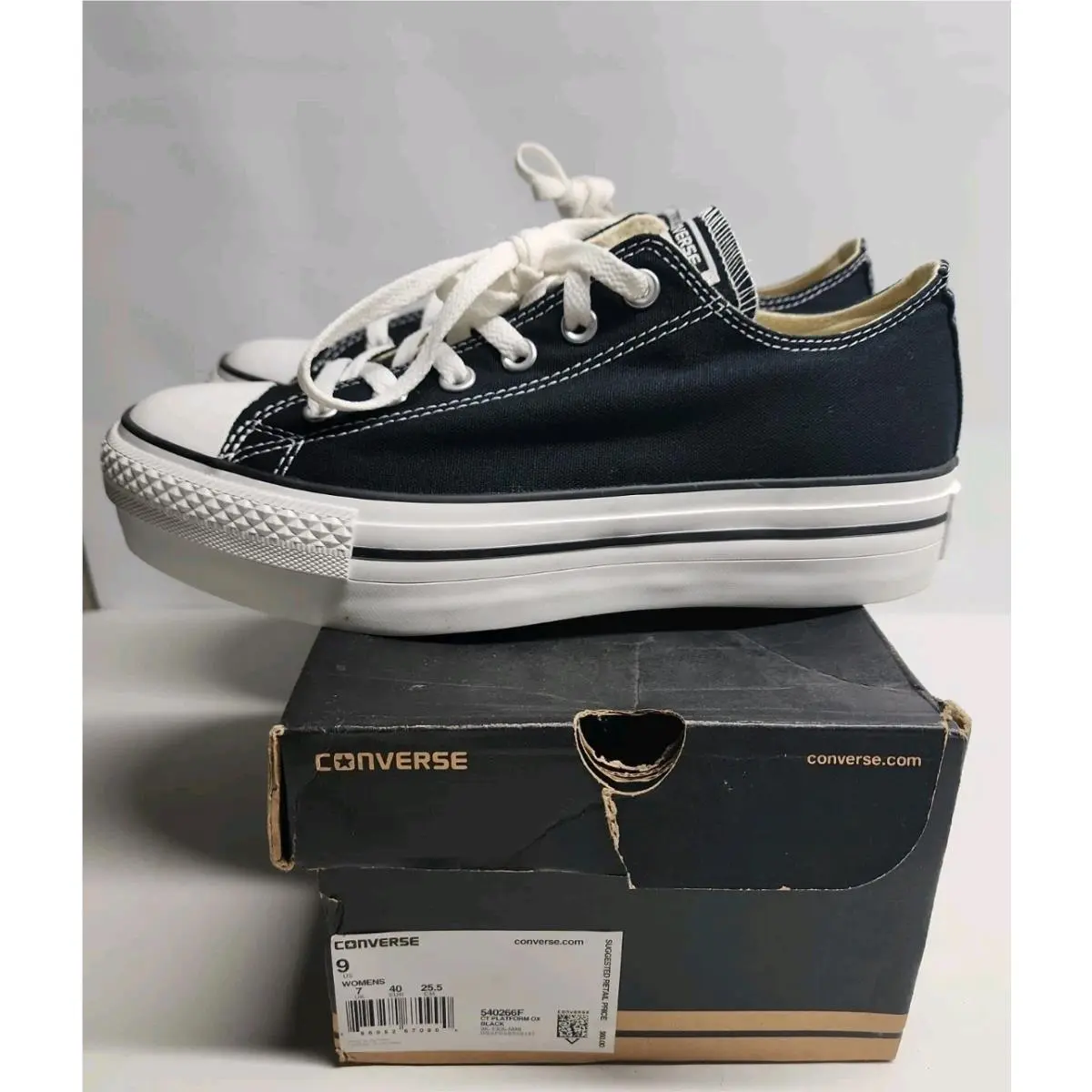 Chuck Taylor All Star Lift Low Top Platform Sneakers Black Womens US 9 by Converse