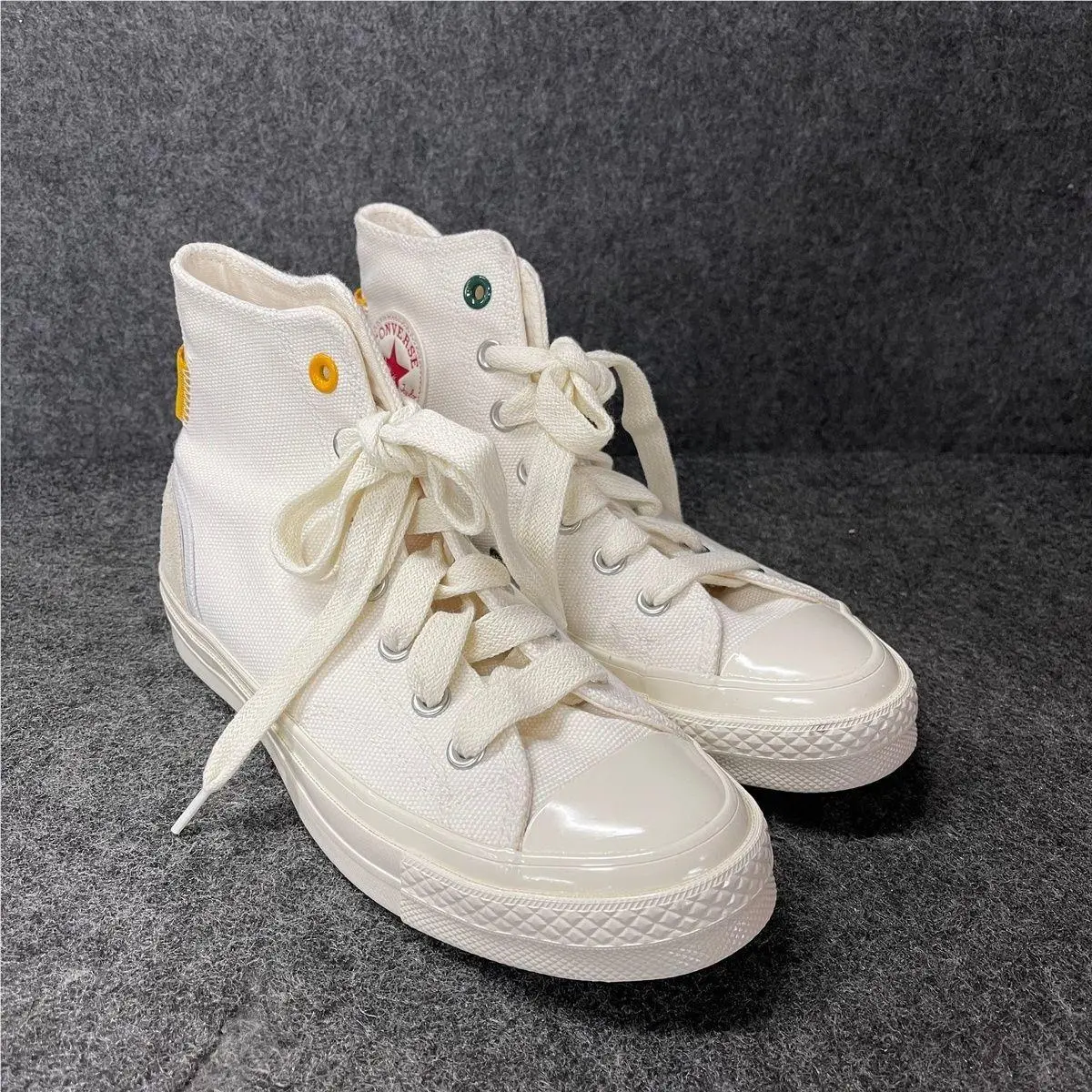 Chuck 70 High Top Shoes Women`s Size US 6.5 Egret/red/yellow by Converse