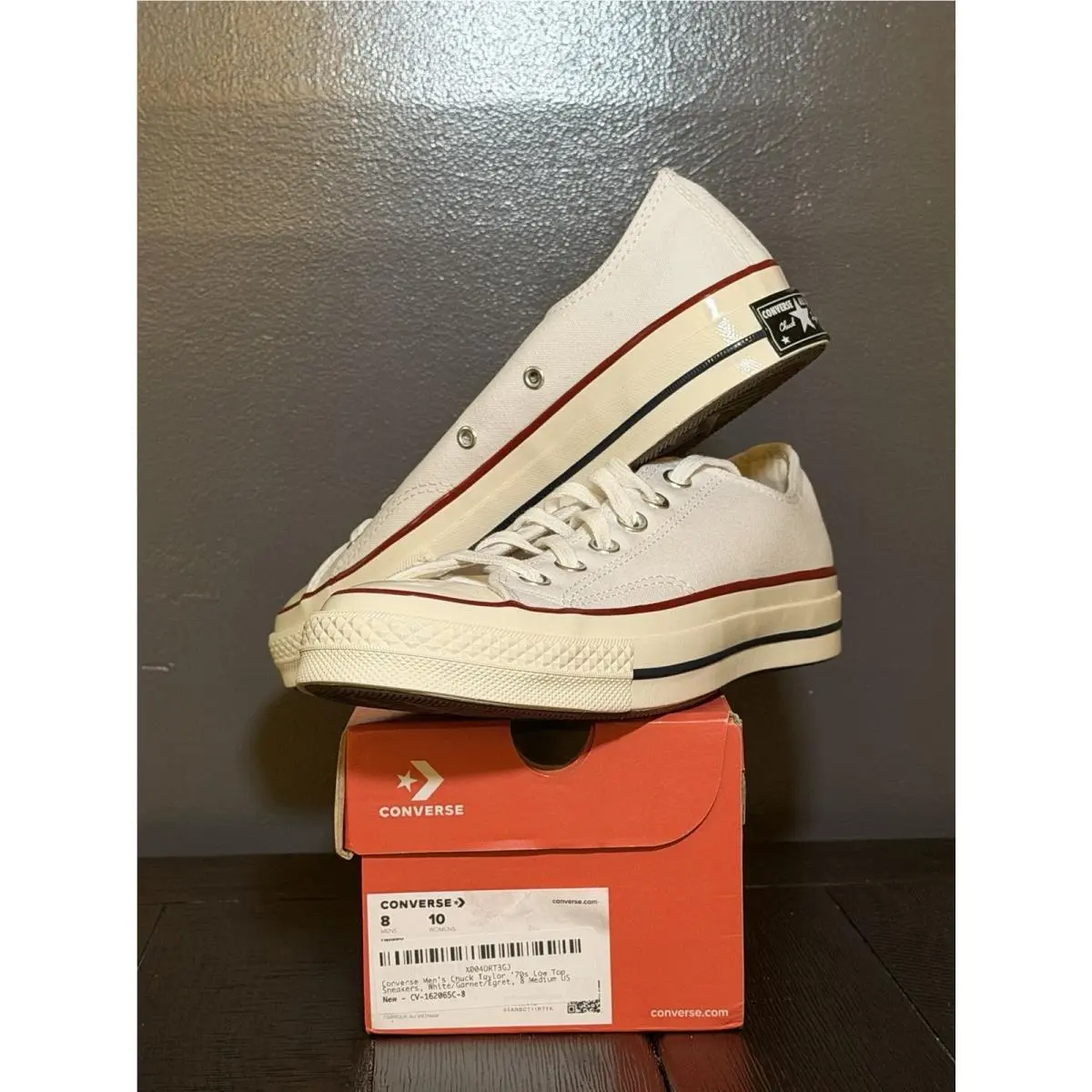 Chuck 70 Men’s 8/ Women’s 11 Low Top Lace White/garnet/ecru by Converse