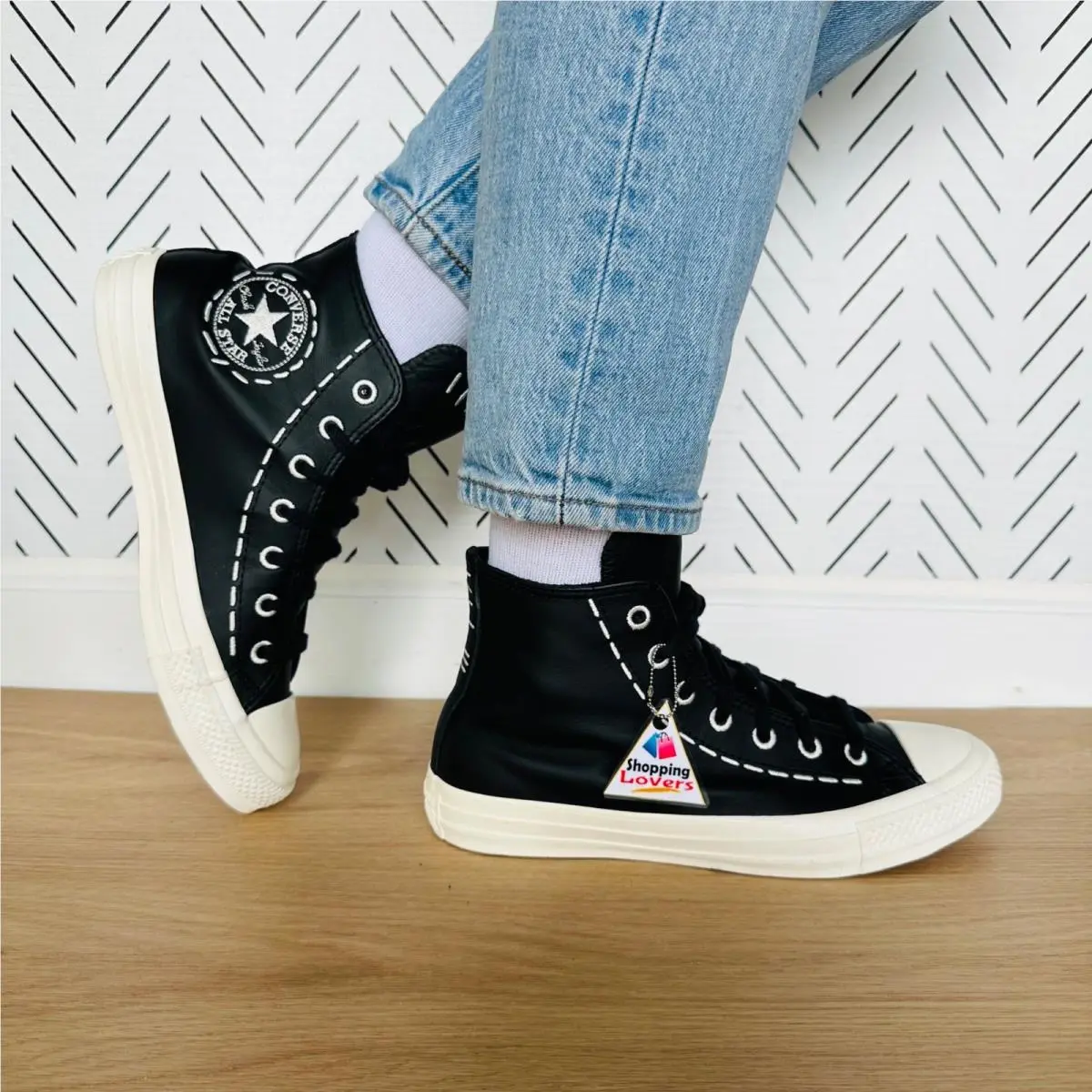 Chuck Taylor All Star Bold Stitch 7.5 Women Shoes Black Sneaker A07954C by Converse