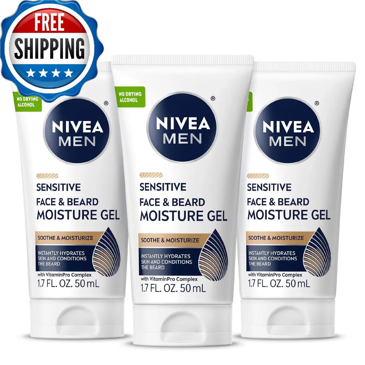 Men Sensitive Face Beard Moisture Gel - Soothes Dry Skin Conditions by Nivea