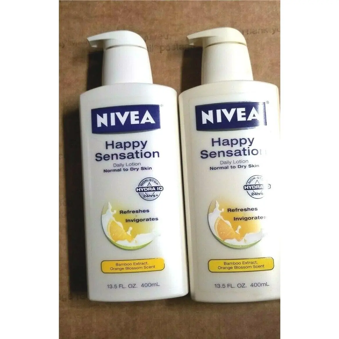 2x  Happy Sensation Daily Lotion Hydra IQ Bamboo Extract Orange Blossom by Nivea