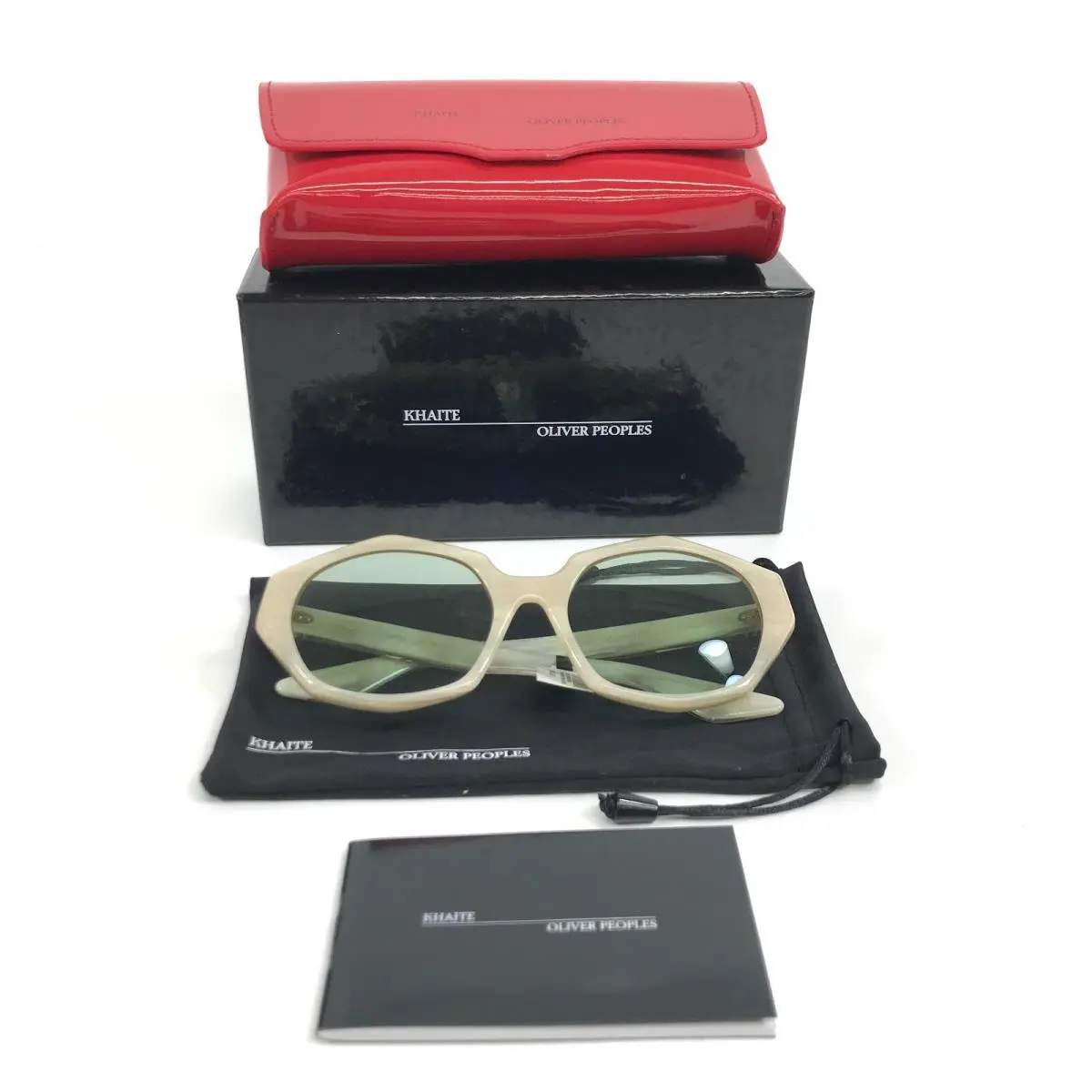 x Khaite Sunglasses OV5511SU 10492 1971C Beige Silk Green Lenses by Oliver Peoples
