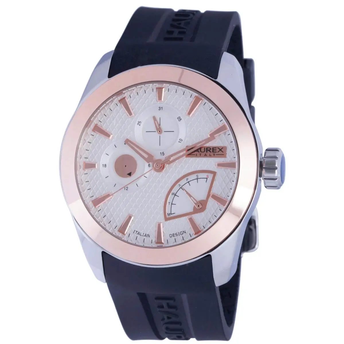Haurex Magister Silver-black Rose Gold Silver Dial Wristwatch 3R501USN