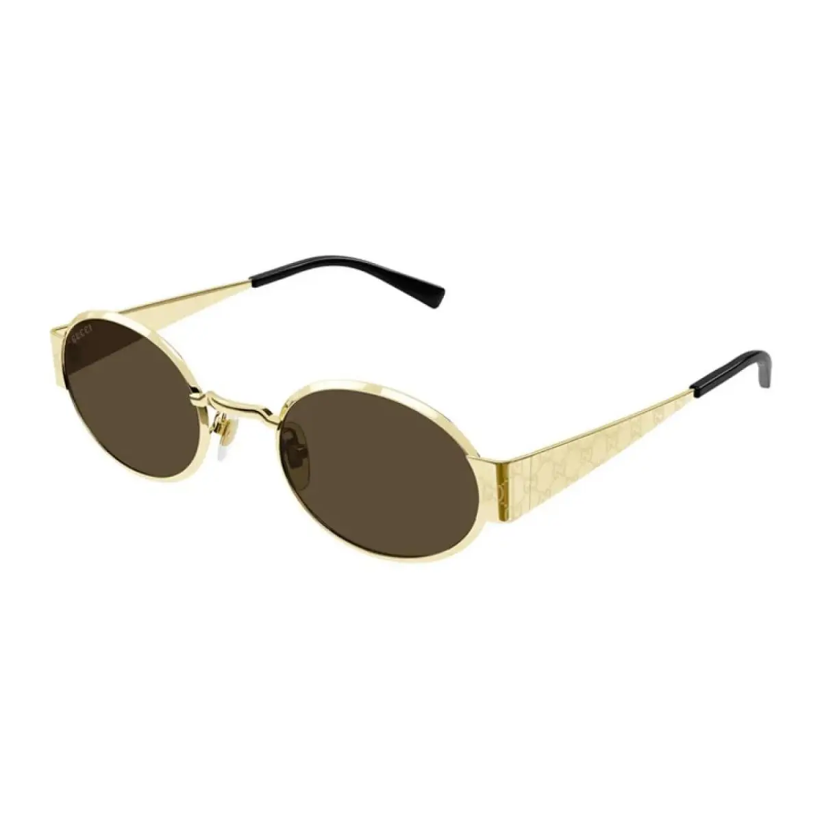 GG1854S Oval Metal Womens Sunglasses 51mm 005 Shiny Gold with GG Pathern by Gucci