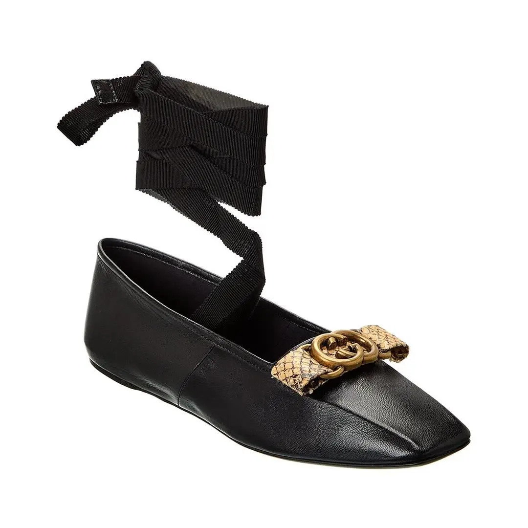 Double G Leather Ballet Flat Women`s by Gucci