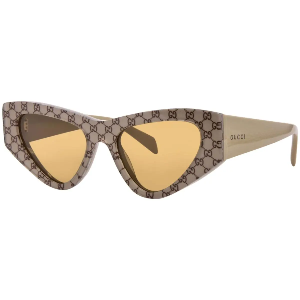 GG2019S 005 Sunglasses Women`s Beige Decor/brown Lenses Cat Eye 53mm by Gucci