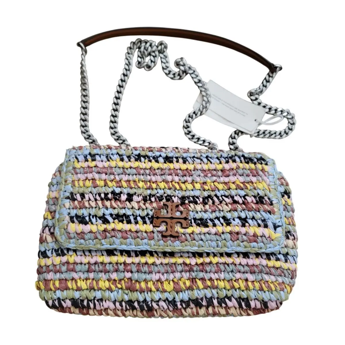 Willa Raffia Shoulder Bag Luxury Designer Contemporary Vacation Blue by Tory Burch