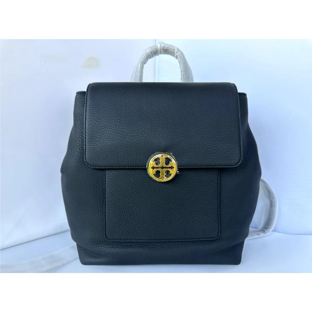 Tory Burch Women`s Backpack Bag Chelsea Black Handbag Leather