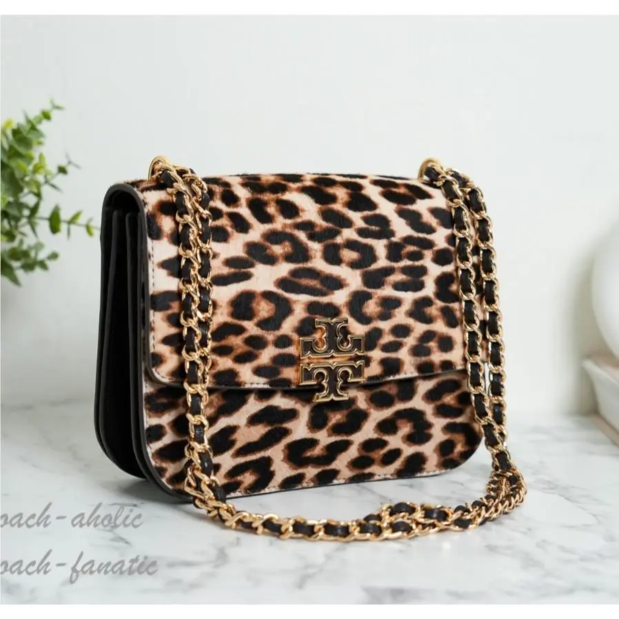 Tory Burch Britten Haircalf Small Adjustable Shoulder Bag in Leopard Print
