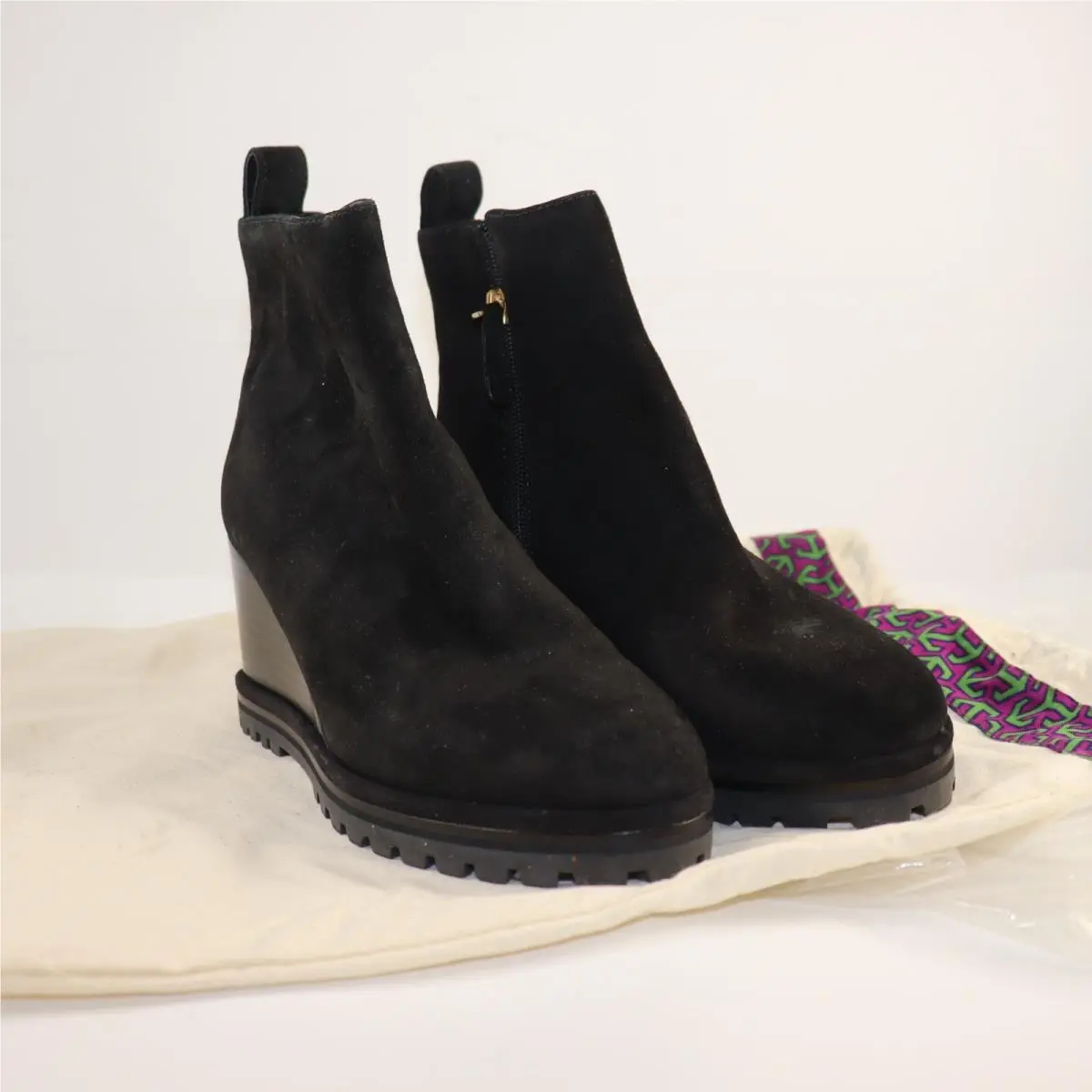 Black Suede Wedge Boots 6.5M – w/ Dust Bag by Tory Burch
