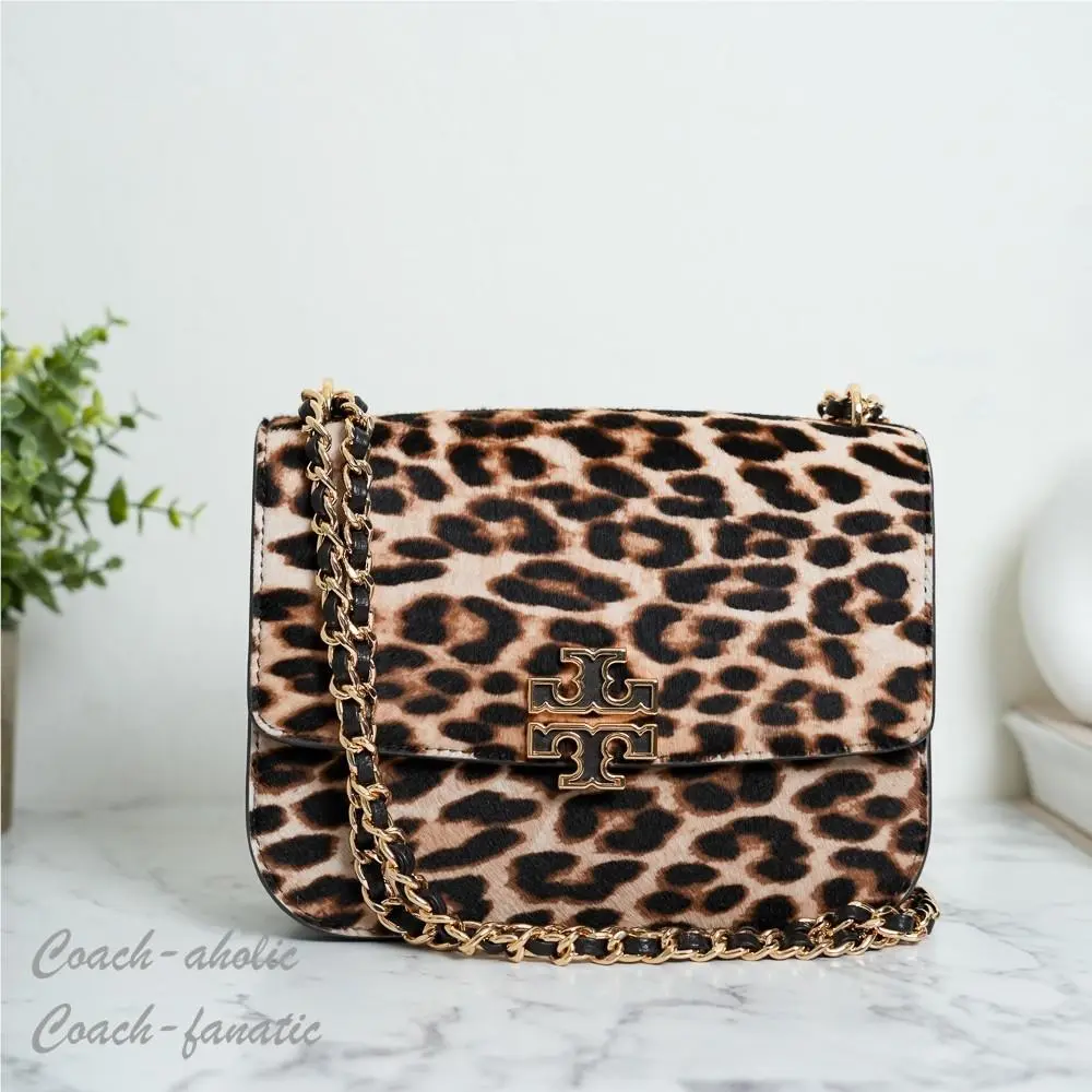 Tory Burch Britten Haircalf Small Adjustable Shoulder Bag in Leopard Print