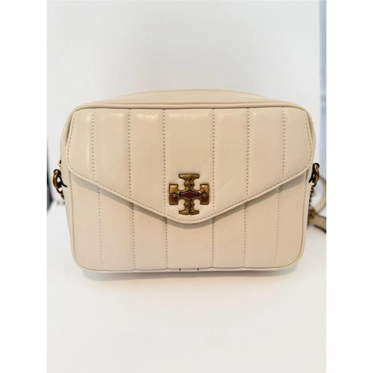 Tory Burch Kira Camera Bag Handbag Brie Goldtone Hardware