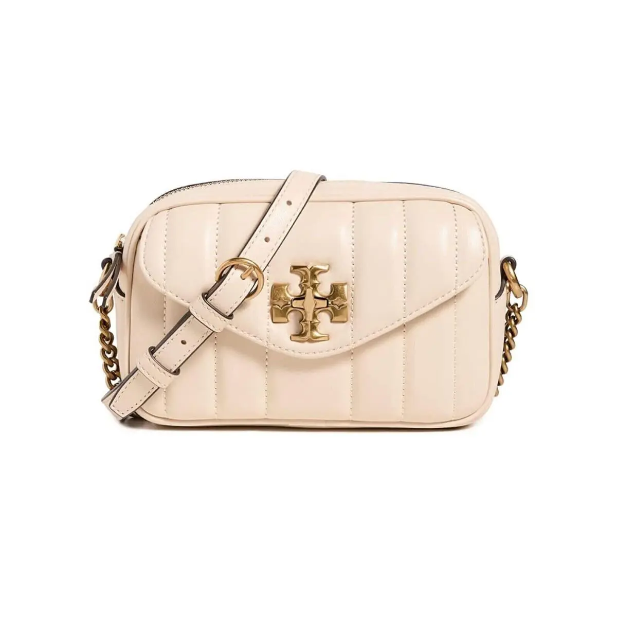 Kira Mini Camera Leather Crossbody Bag Brie Cream by Tory Burch