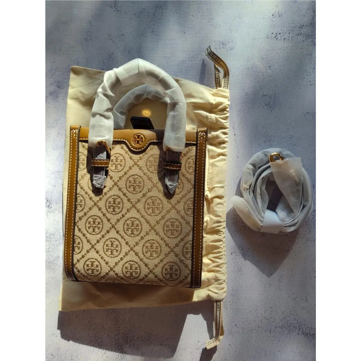 Tory Burch T Monogram Jacquard Mini N/s Tote Hazel/371